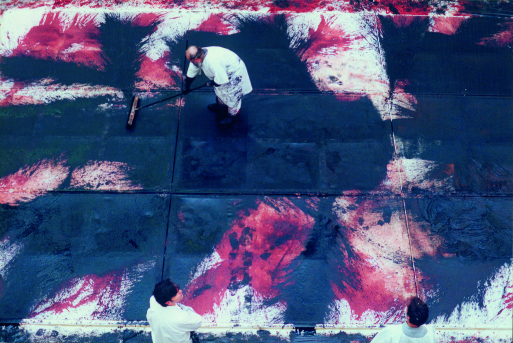 credit:
Hermann Nitsch, 
40. painting action (Museum of the 20th Century Vienna), 1997
oil and blood on canvas
(c) Atelier Hermann Nitsch